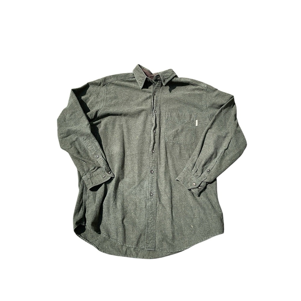 Woolrich Green Label Mens L Olive Green Chamois Cotton Flannel Button Down Shirt
